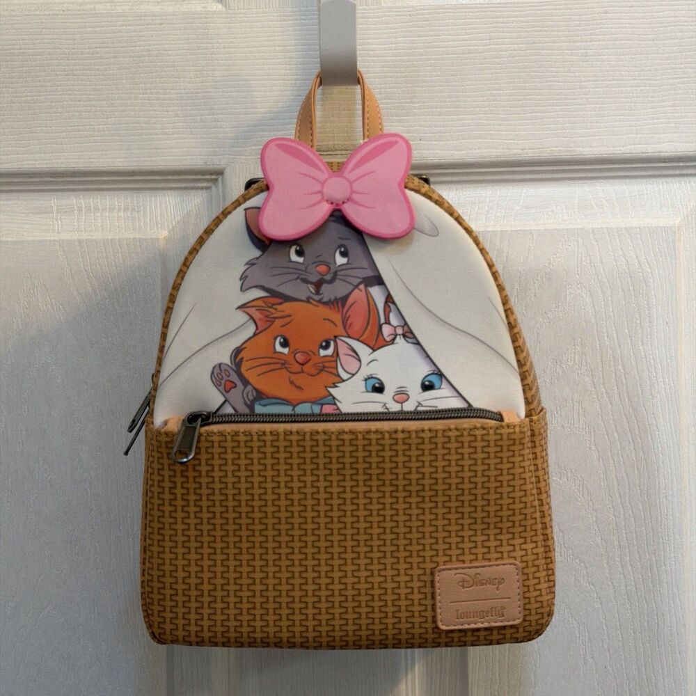 Disney Loungefly Aristocats Marie Toulouse Berlioz Basket Mini Backpack NWT
